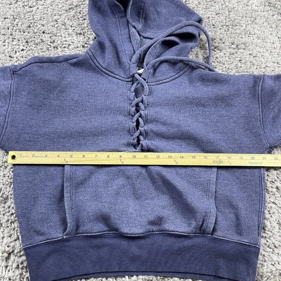 Fp Free People Movement Believe It Lace Up Crop Hoodie Blue Sweatshirt Size XS - Picture 8 of 11
